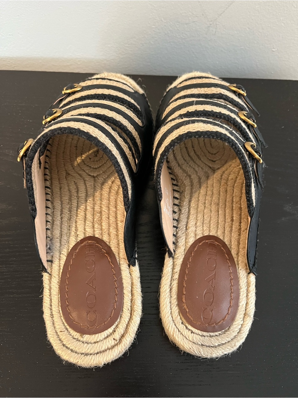 Like New Coach Espadrille Sandals in Black and Natural - Size 6 - Picture 3 of 6